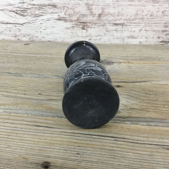 Black and Gray Marble Floral Etched Bud Vase – 5” Tall - Picture 5 of 7